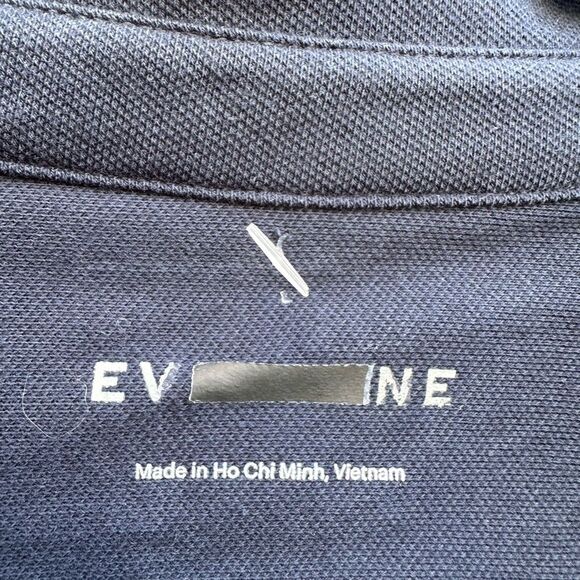 EVERLANE $88 Men's Long Sleeve Pique Shirt Collared Button Front navy blue Lg - Picture 6 of 6